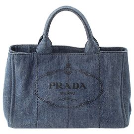 Sac cabas satchel Prada Denim Canapa Logo bleu Bleu
