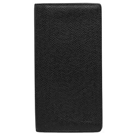 Black Louis Vuitton Taiga Brazza Wallet Long Wallets Black