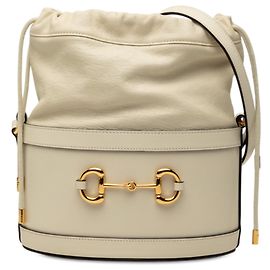 Borsa secchiello Gucci Horsebit 1955 in pelle di vitello bianca Bianco
