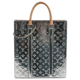 Louis Vuitton Sac Plat Limited Edition Monogram Mirror Handbag in Silver M45884 Grey