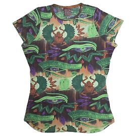 Jean Paul Gaultier Jeans Egyptian Print Stretch Knit Top Multiple colors
