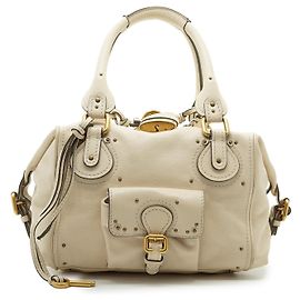 Chloé Bolsa Paddington Medium em couro branco com bolso frontal Branco