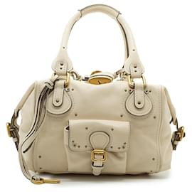 Chloé Sac à main Paddington Medium en cuir blanc avec poche frontale Blanc