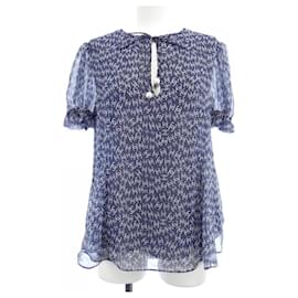 Chanel Seidentop Weiß Marineblau