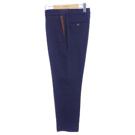 Pantalones tobilleros de algodón Gucci Web Stripe Azul Azul marino