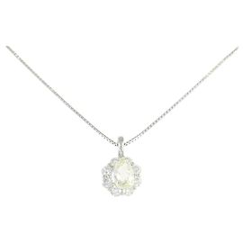Autre Marque Platin-Diamant-Halskette Silber