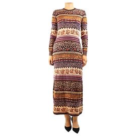 Ulla Johnson Langärmeliges Strickkleid in Lila und Braun - Größe S Lila