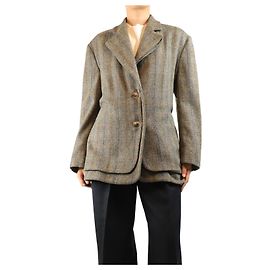 Mulberry Green tweed belted blazer - size UK 12 Green