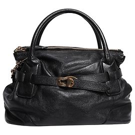 Burberry mala bowling Larsen em couro de bezerro grão preto Preto