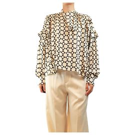 Isabel Marant Camicia in seta stampata bianca e nera - size UK 10 Bianco