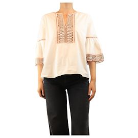 Alice by Temperley Top bordado branco e rosa - size UK 12 Branco