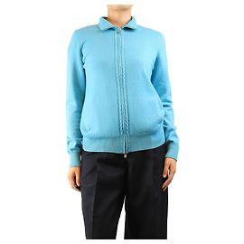 Loro Piana Blauer Kaschmir-Cardigan mit Reißverschluss - size UK 14 Blau