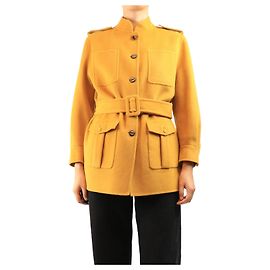 Maliparmi Mustard belted wool jacket - size UK 12 Yellow