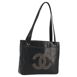 Sac Tote CHANEL COCO Mark Cuir Noir Gold CC Autre