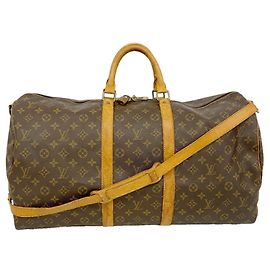 Louis Vuitton Boston Monogram Keepall Bandoulière 55 Marron