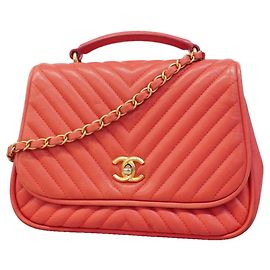 Chanel Pink Lambskin Handbag Pink