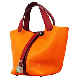 Hermès Hermes Picotin Lock PM Touch Handbag Red Orange