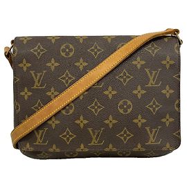 Louis Vuitton Monogram Musette Tango Shoulder Bag Brown