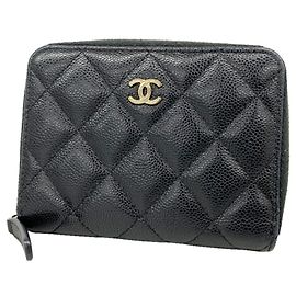 Chanel Matelassé Caviar Leather Wallet Black