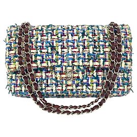 Chanel Double Flap Coco Mark Tweed Chain Shoulder Bag Multiple colors
