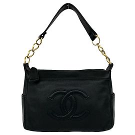 Chanel Coco Mark Leather Chain Mini Tote Bag Black