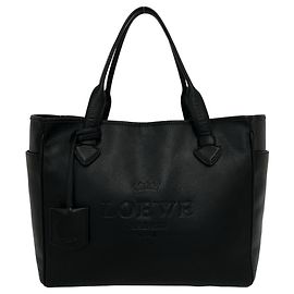 Loewe Vintage Heritage Leather Tote Bag Black