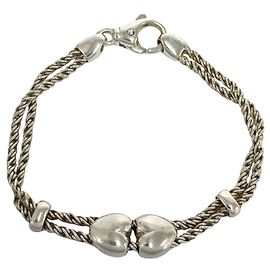 Tiffany & Co Tiffany Vintage Doppelkordel-Herzarmband Silber