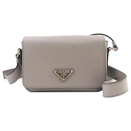 Prada Gray Saffiano Crossbody Marron