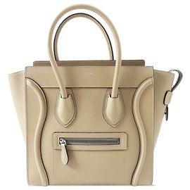 Céline Celine Beige Micro Drummed Calfskin Luggage Tote Beige