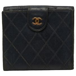 Chanel Coco Mark Bicolore Bi-fold Wallet Black