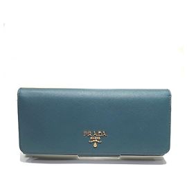 Prada Green Leather Long Wallet Green