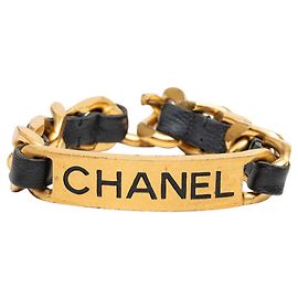 Pulseira de berloques vintage Chanel Preto Dourado