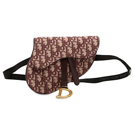 Borsa a tracolla Christian Dior Dior Oblique Trotter Saddle Rosso Beige Bordò