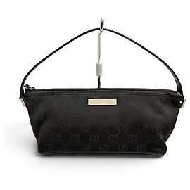Gucci Vintage GG Canvas Leather Handbag Black