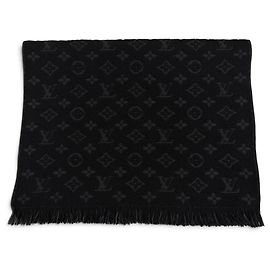 Stola in lana Monogram con frange nera Louis Vuitton Nero