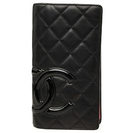 Chanel Cambon Line Long Wallet in Black Leather Black