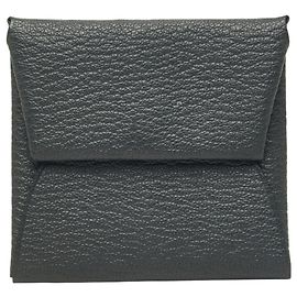 Hermès Hermes Bastia Coin Purse in Gray Chevre Leather Brown