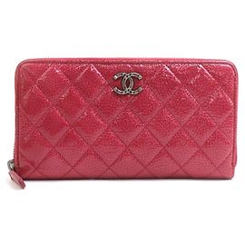 Chanel Pink Patent Leather Long Wallet Pink