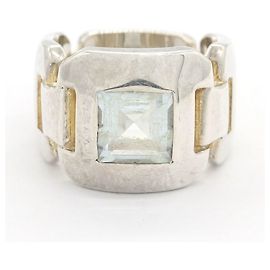 Hermès Hermes Square Link Ring with Stone Silvery