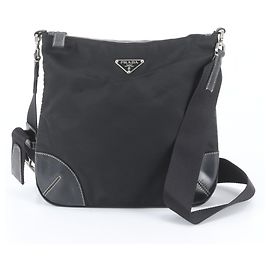 Borsa a tracolla Prada Tessuto Nylon con logo triangolare nero Nero