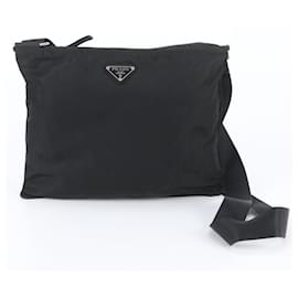 Bolsa Messenger Prada em nylon Tessuto com logo triangular Preto