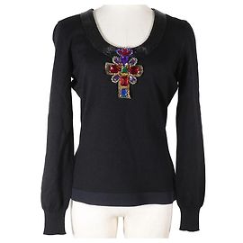 Versace Bijou Cross Wollpullover Schwarz