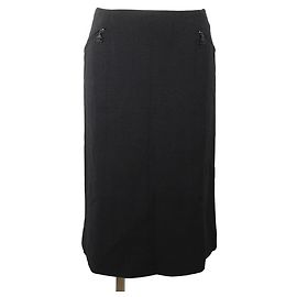 Chanel Coco Mark Wool Skirt Black
