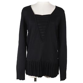 Top de algodón plisado Chanel Negro
