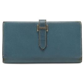Carteira longa Hermès Béarn 2PLIS Vau Epsom Azul Outro