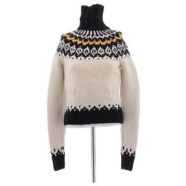 Céline Pull col roulé crème et bleu marine Beige