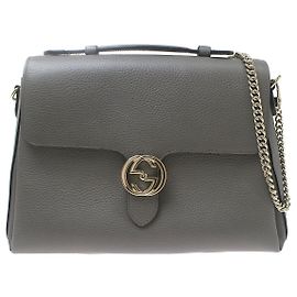 Gucci Interlocking Top Handle Leather Medium Marrom
