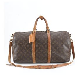 Sac Louis Vuitton Monogram Keepall Bandoulière 50 Marron