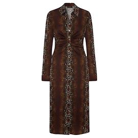 Versace Vestido Camisa em Viscose com Estampado de Cobra Marrom Estampa de leopardo