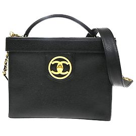 Beauty case vintage Chanel in vitello Nero